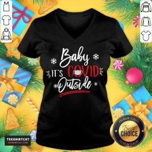 Happy Christmas Baby It's Covid Outside V Neck- Design By Teeshirtcat.com