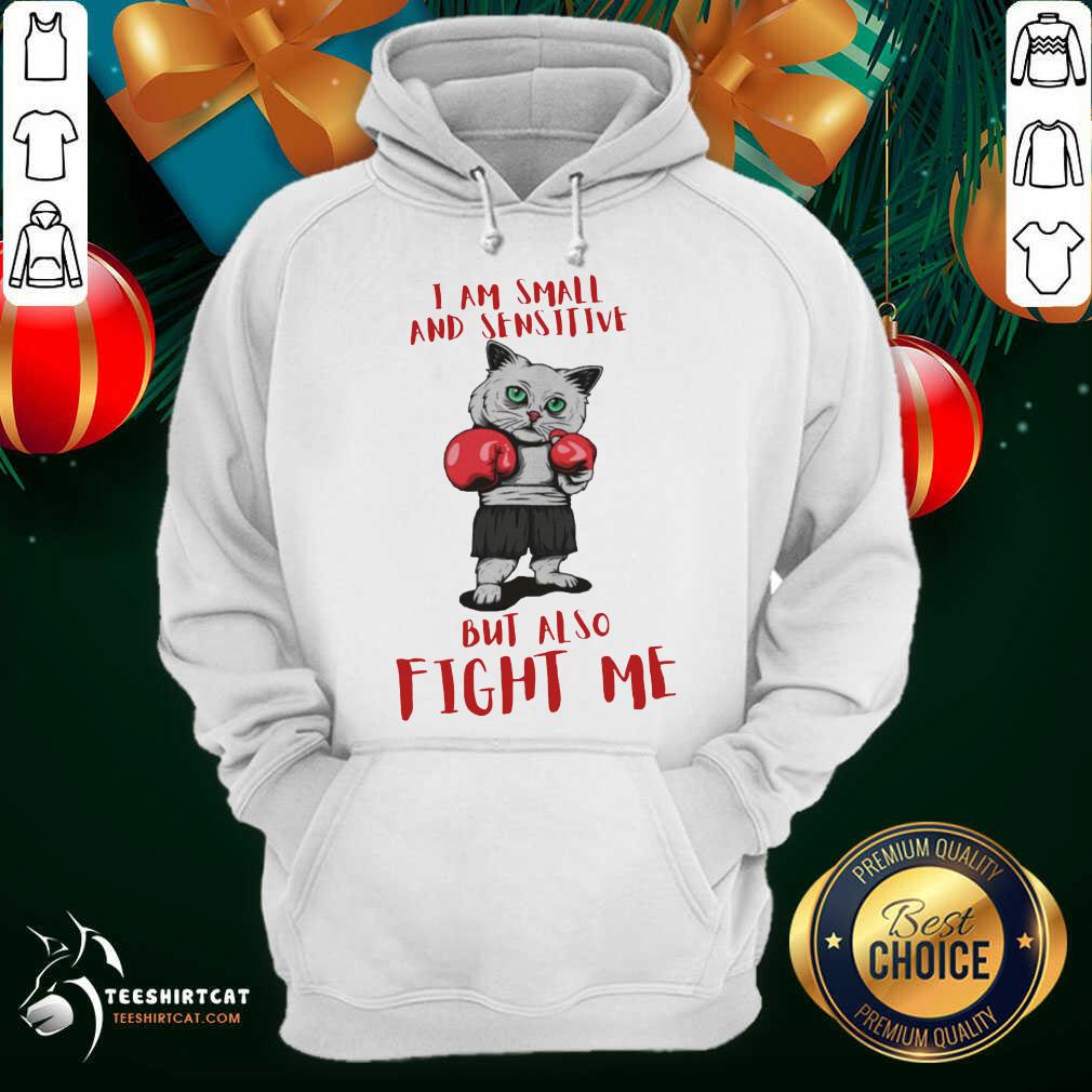 I Am Small And Sensitive But Also Fight Me Cat Boxing Hoodie - Design By Teeshirtcat.com