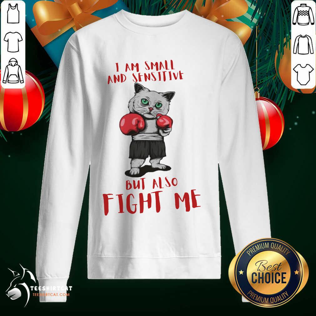 I Am Small And Sensitive But Also Fight Me Cat Boxing Sweatshirt - Design By Teeshirtcat.com
