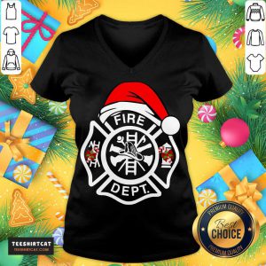 Santa Fire Dept Merry Christmas V Neck- Design By Teeshirtcat.com