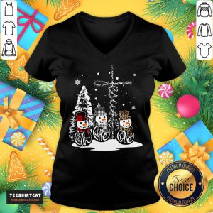 Happy Sowman Faith Hope Love Christmas V Neck- Design By Teeshirtcat.com