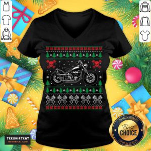American Motorcycle Cool Biker Ugly Christmas Sweater Gift Motorcross Motorcycle Biker Christmas T-V Neck- Design By Teeshirtcat.com