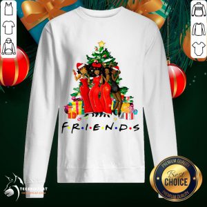 Hot Black Womens Happy And Friends Merry Christmas Tree Sweatshirt- Design By Teeshirtcat.com