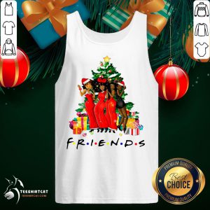 Hot Black Womens Happy And Friends Merry Christmas Tree Tank Top- Design By Teeshirtcat.com