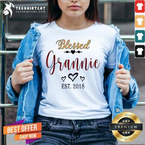 Hot Blessed Grannie Est 2018 V Neck - Design By Teeshirtcat.com