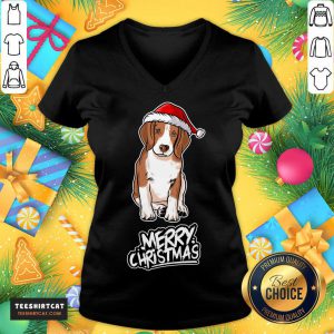 Christmas Dog Santa Claus Beagle Christmas Dog T-V Neck- Design By Teeshirtcat.com