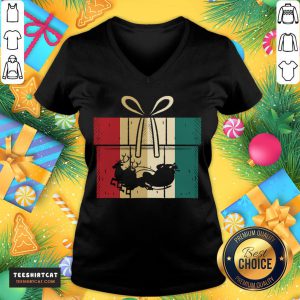 Hot Christmas Present Reindeer Christmas Santa Claus T-V Neck - Design By Teeshirtcat.com