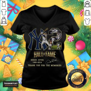 Hot Hall Of Fame Derek Jeter 1995 2014 Thank You For The Memories Signature V Neck- Design By Teeshirtcat.com