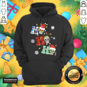 Hot Ho Ho Ho Sugar Skull Christmas Lights Funny Hoodie- Design By Teeshirtcat.com