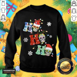Hot Ho Ho Ho Sugar Skull Christmas Lights Funny Sweatshirt- Design By Teeshirtcat.com