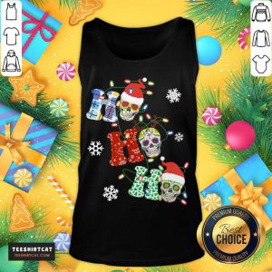 Hot Ho Ho Ho Sugar Skull Christmas Lights Funny Tank Top- Design By Teeshirtcat.com