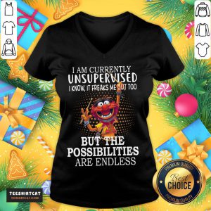 Hot Muppets I Am Currently Unsupervised I Know It Freaks Me Out Too But The Possibilities Are Endless T-V Neck - Design By Teeshirtcat.com