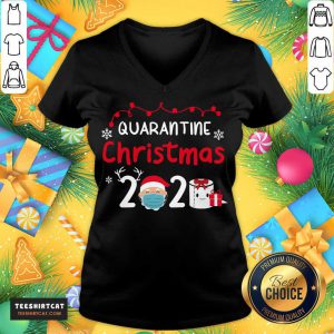 Quarantine Christmas 2020 Santa Claus Face Mask Toilet Paper Gift Sweat V Neck- Design By Teeshirtcat.com