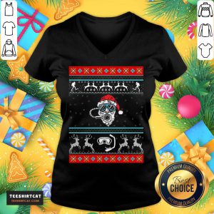 Hot Santa Claus Dive Merry Christmas Ugly V Neck- Design By Teeshirtcat.com