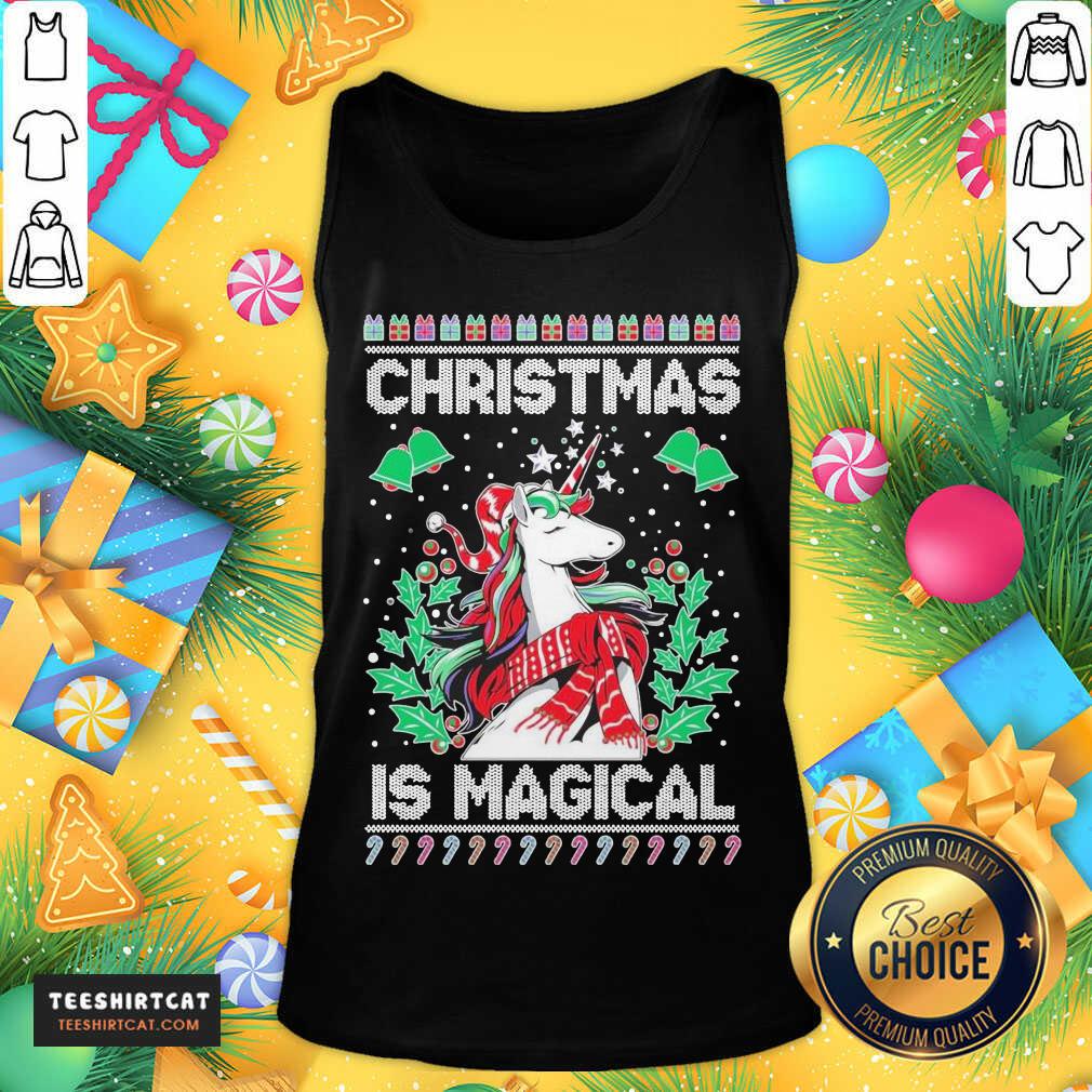 Unicorn Christmas Is Magical Ugly Christmas Tank Top- Design By Teeshirtcat.com