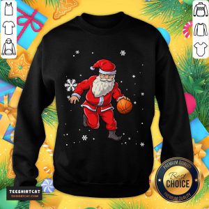 Nice Christmas Basketball Pajamas Santa Claus Slam Dunk Sweatshirt- Design By Teeshirtcat.com