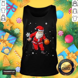 Nice Christmas Basketball Pajamas Santa Claus Slam Dunk Tank Top- Design By Teeshirtcat.com