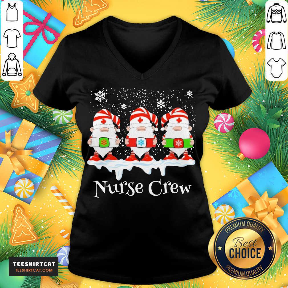 Gnome Nurse Crew Merry Christmas 2020 V Neck- Design By Teeshirtcat.com