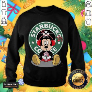 Nice Mickey Mouse Drinking Starbucks Coffee And Listening Music Sweatshirt- Design By Teeshirtcat.com