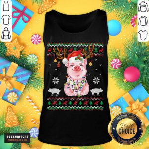 Santa Hat Pig Ugly Sweater Christmas Pig Christmas T-Tank Top - Design By Teeshirtcat.com