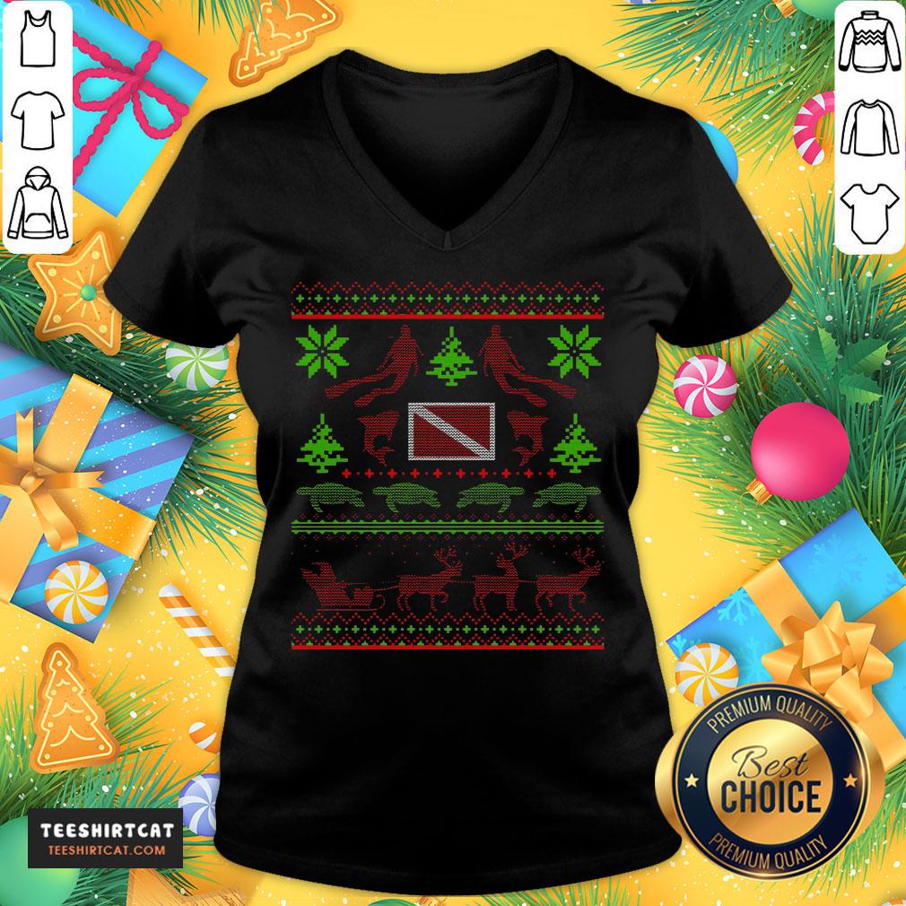 Nice Swim Turtle Ugly Christmas V Neck- Design By Teeshirtcat.com Nice Swim Turtle Ugly Christmas V Neck- Design By Teeshirtcat.com