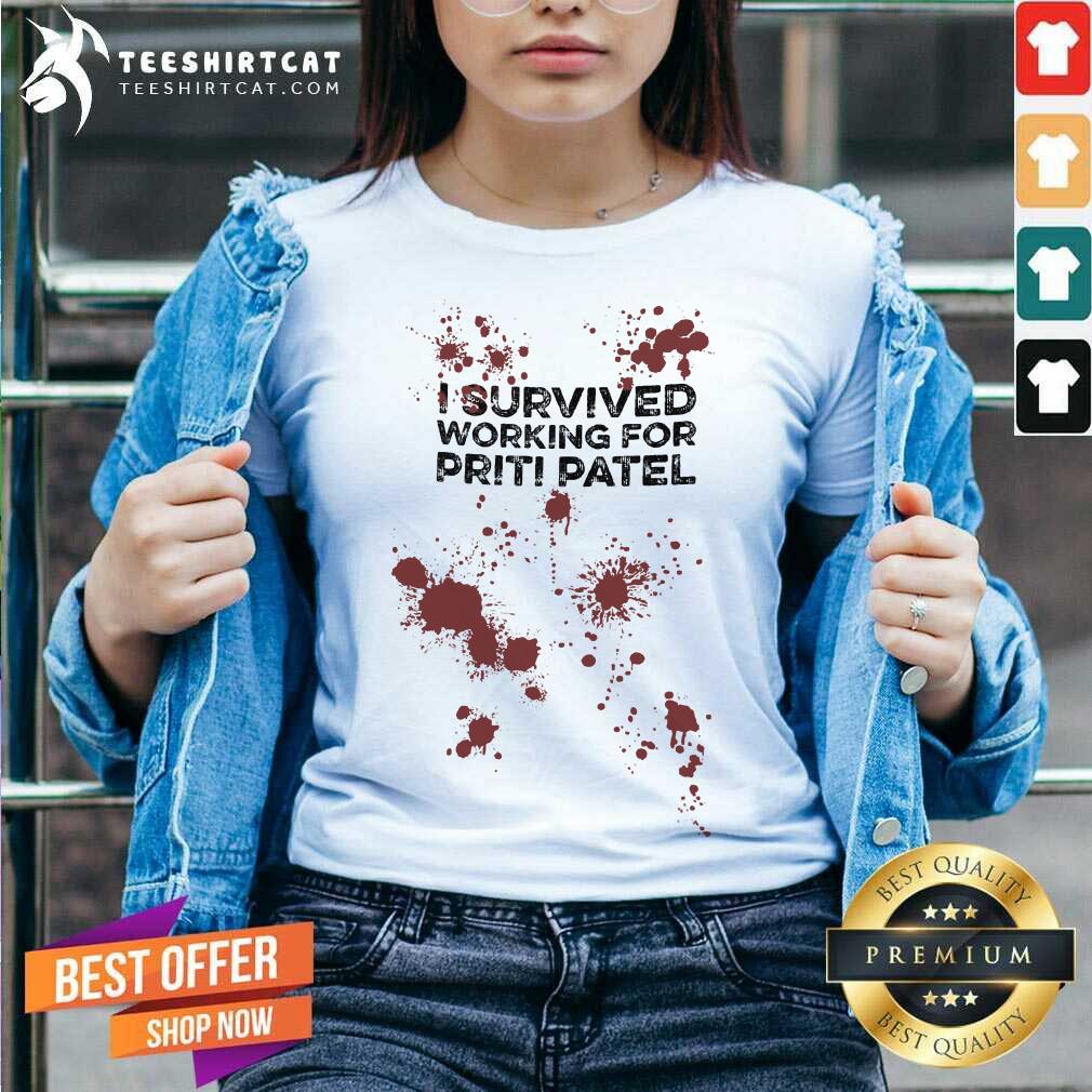 I Survived Working For Priti Patel V Neck- Design By Teeshirtcat.com