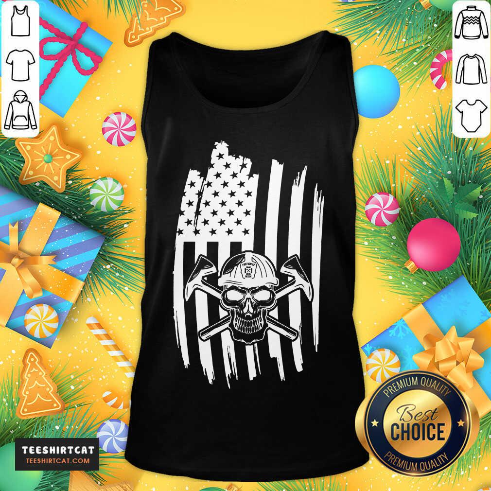 Skull USA Flag American Themed Decor Tank Top - Design By Teeshirtcat.com
