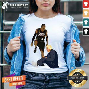 Original Allen Iverson Steps Over Donald Trump Funny V Neck- Design By Teeshirtcat.com
