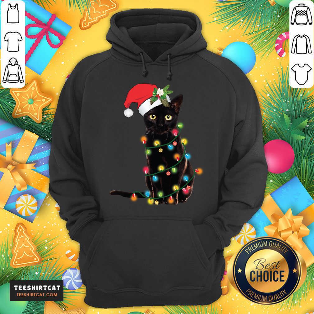 Black Cat Santa Light Merry Christmas Hoodie- Design By Teeshirtcat.com Black Cat Santa Light Merry Christmas Hoodie- Design By Teeshirtcat.com