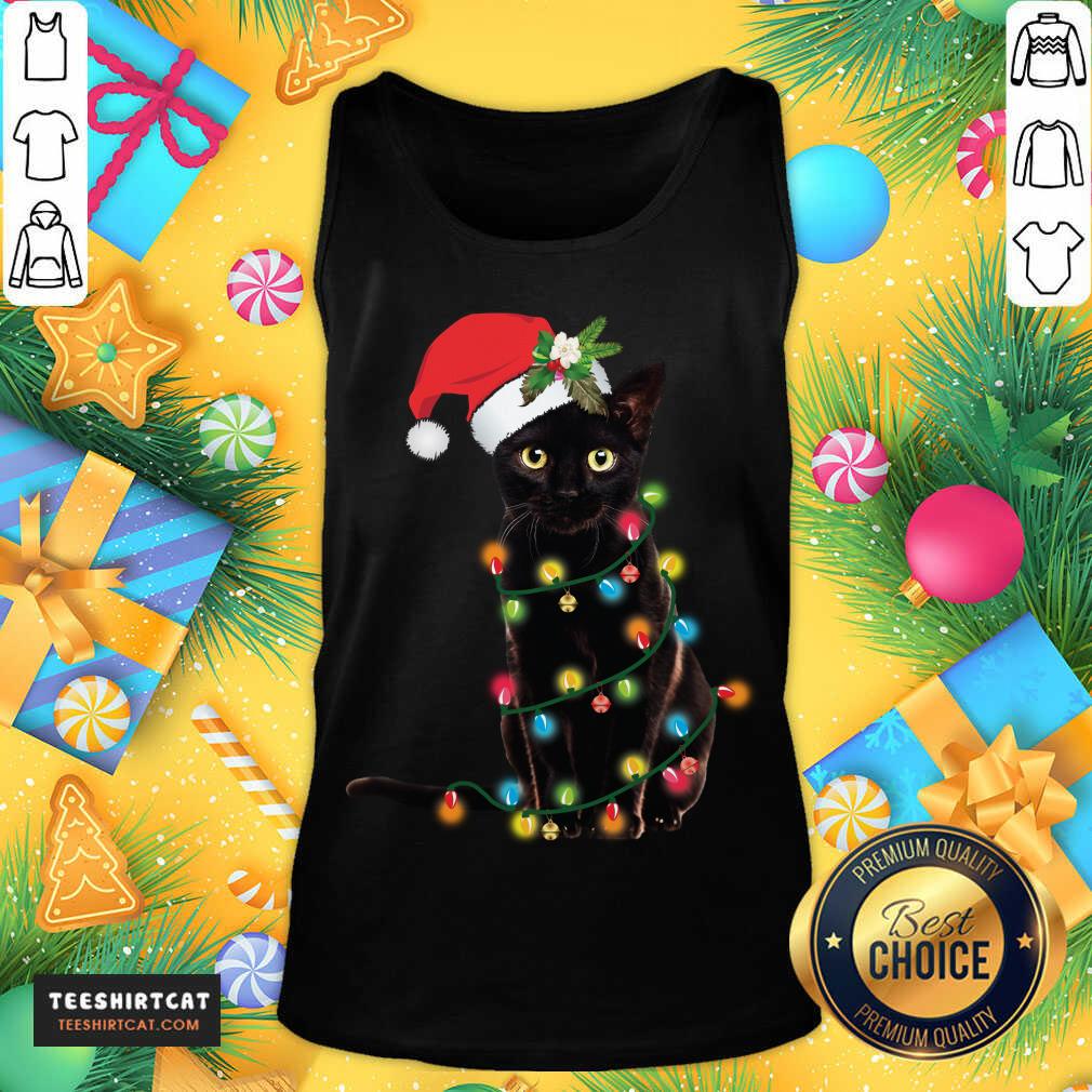 Black Cat Santa Light Merry Christmas Tank Top- Design By Teeshirtcat.com Black Cat Santa Light Merry Christmas Tank Top- Design By Teeshirtcat.com