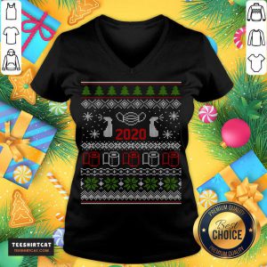 Ugly Christmas Sweater 2020 Toilet Paper Pandemic Funny Xmas Gifts V Neck- Design By Teeshirtcat.com