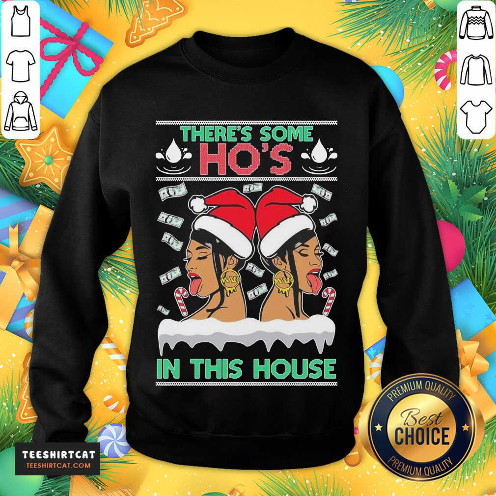 Ugly Christmas Sweater WAP There'S Some Hos In This House Unisex Sweatshirt- Design By Teeshirtcat.com