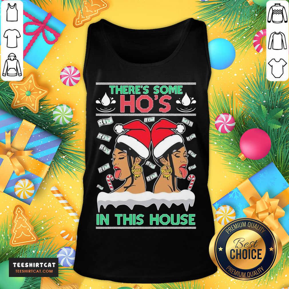 Ugly Christmas Sweater WAP There'S Some Hos In This House Unisex Tank Top- Design By Teeshirtcat.com