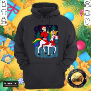 Original Women Santa Claus Riding A Unicorn Ugly Christmas Hoodie - Design By Teeshirtcat.com