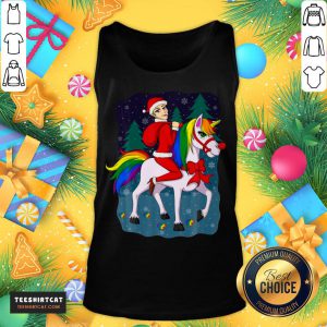 Original Women Santa Claus Riding A Unicorn Ugly Christmas Tank Top - Design By Teeshirtcat.com