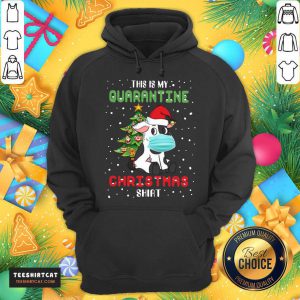 Cow Santa Face Mask This Is My Quarantine Christmas Hoodie- Design By Teeshirtcat.com