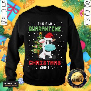 Cow Santa Face Mask This Is My Quarantine Christmas Sweatshirt - Design By Teeshirtcat.com