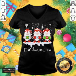 Gnome Nurse Healthcare Crew Merry Christmas 2020 V Neck- Design By Teeshirtcat.com