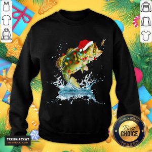 Premium Bass Fishing Santa Hat Christmas Pajama Fishermen Fish Fishing Lover T-Sweatshirt- Design By Teeshirtcat.com