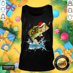 Premium Bass Fishing Santa Hat Christmas Pajama Fishermen Fish Fishing Lover T-Tank Top- Design By Teeshirtcat.com
