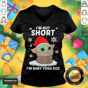Premium I'm Short I'm Baby Yoda Size Santa Christmas V Neck- Design By Teeshirtcat.com