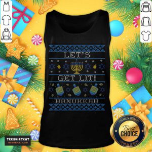 Let'S Get Lit Ugly Sweater Hanukkah Sweater T-Tank Top- Design By Teeshirtcat.com