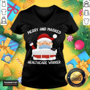Santa Masked Quarantine Christmas 2020 T-V Neck- Design By Teeshirtcat.com