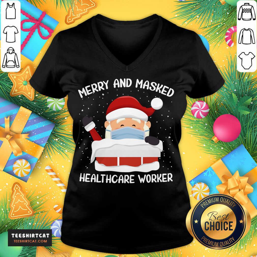 Santa Masked Quarantine Christmas 2020 T-V Neck- Design By Teeshirtcat.com Santa Masked Quarantine Christmas 2020 T-V Neck- Design By Teeshirtcat.com
