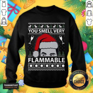 You Smell Very Flammable Schitt’s Creek Ugly Christmas Sweatshirt- Design By Teeshirtcat.com