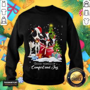 Cows Santa Good Tiding Of Comfort And Joy Merry Christmas Tree Gift Sweatshirt- Design By Teeshirtcat.com