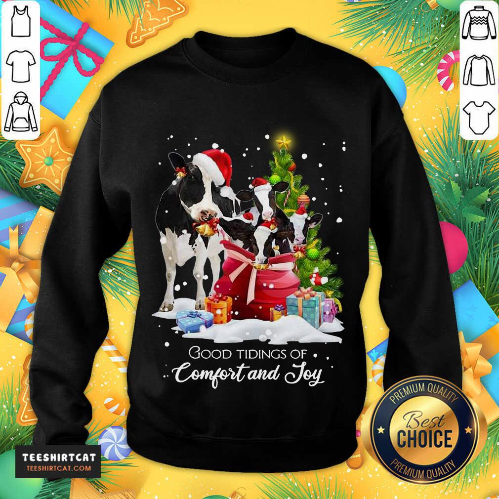 Cows Santa Good Tiding Of Comfort And Joy Merry Christmas Tree Gift Sweatshirt- Design By Teeshirtcat.com Cows Santa Good Tiding Of Comfort And Joy Merry Christmas Tree Gift Sweatshirt- Design By Teeshirtcat.com
