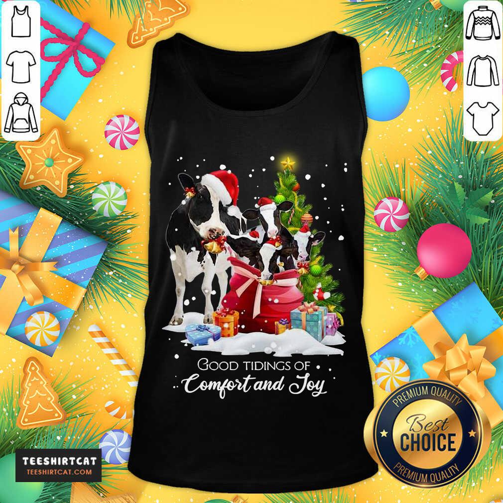 Cows Santa Good Tiding Of Comfort And Joy Merry Christmas Tree Gift Tank Top- Design By Teeshirtcat.com Cows Santa Good Tiding Of Comfort And Joy Merry Christmas Tree Gift Tank Top- Design By Teeshirtcat.com