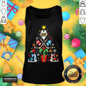 Pretty Ice Hockey Merry Christmas Tree Ornament Gift Tank Top- Design By Teeshirtcat.com