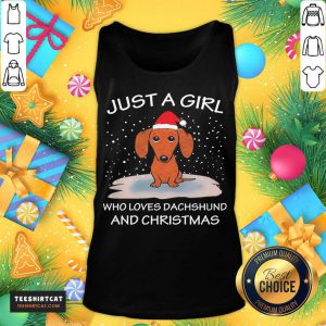 Just A Girl Who Loves Dachshund And Christmas Tank Top - Design By Teeshirtcat.com